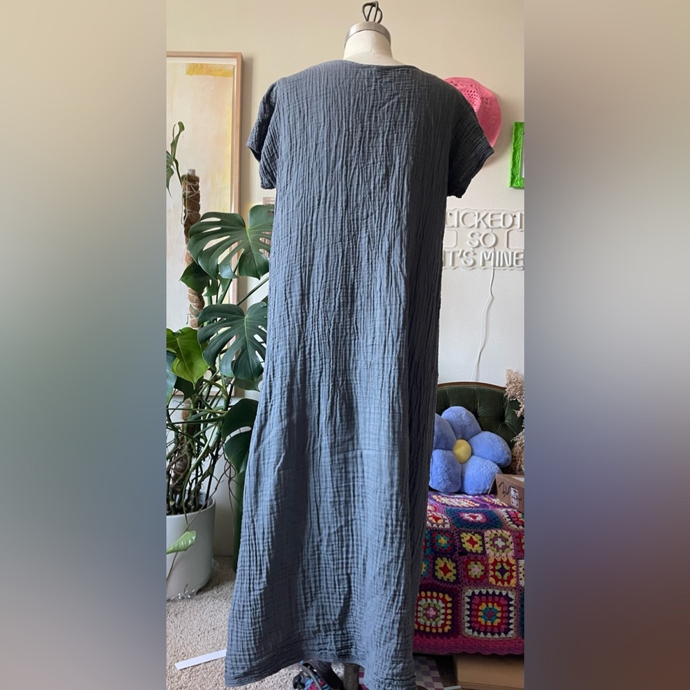 Gauze Cotton dress in Gray S/M - Picture 2 of 6